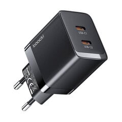 Toocki Charger laadija 2C GaN 40W must цена и информация | Зарядные устройства для телефонов | kaup24.ee