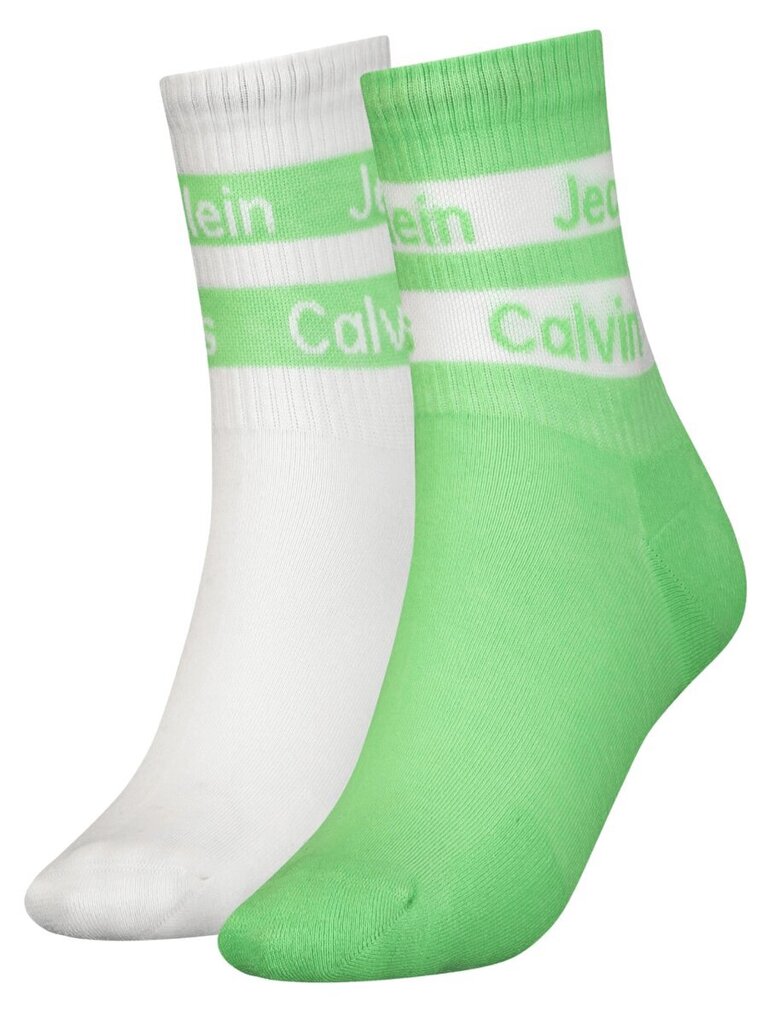 Sokid naistele Calvin Klein 545663648, valge/roheline, 2 tk цена и информация | Naiste sokid | kaup24.ee