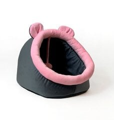 Лежак для собак с ушками GoGift, 40x45x34 см, серый/розовый цена и информация | Лежаки, домики | kaup24.ee