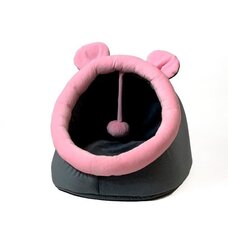 Лежак для собак с ушками GoGift, 40x45x34 см, серый/розовый цена и информация | Лежаки, домики | kaup24.ee