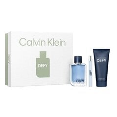 Подарочный набор Calvin Klein Defy EDT 100 мл, миниатюрный EDT 10 мл и гель для душа для тела и волос 100 мл цена и информация | Мужские духи | kaup24.ee