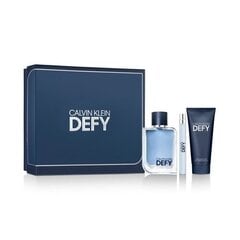 Подарочный набор Calvin Klein Defy EDT 100 мл, миниатюрный EDT 10 мл и гель для душа для тела и волос 100 мл цена и информация | Мужские духи | kaup24.ee