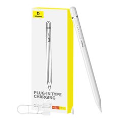 Active stylus Baseus Smooth Writing Series with plug-in charging USB-C (White) цена и информация | Аксессуары для планшетов, электронных книг | kaup24.ee