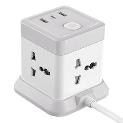 Power strip XO WL20 4x AC sockets, 1x USB-C, 2x USB-A, 2500W (white) цена и информация | Адаптеры и USB-hub | kaup24.ee