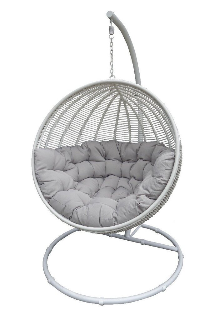 HANGING CHAIR COCOON DE LUXE 120X73X195CM ECO-RATTAN WHITE, PILLOW GRAY hind ja info | Aiatoolid | kaup24.ee