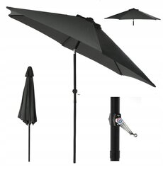 Garden umbrella with a crank, anthracite, diameter 270cm цена и информация | Зонты, маркизы, стойки | kaup24.ee
