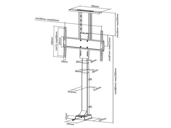 Multibrackets MB-5969 Motorized TV lift with remote control / TVs up to 65" / 50kg hind ja info | Teleri seinakinnitused ja hoidjad | kaup24.ee