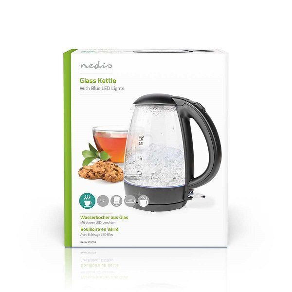 Nedis KAWK330EGS Electric Glass Kettle 1.7 l цена и информация | Veekeetjad | kaup24.ee