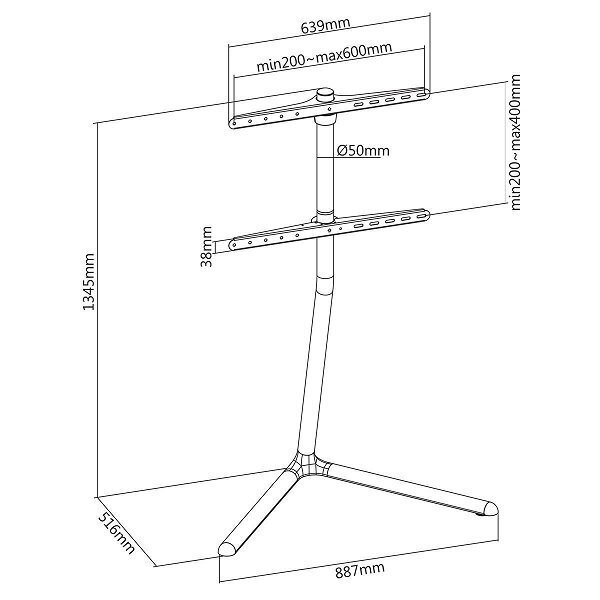 Nedis TVSM5250WT TV Stand 49"-70" up to 40kg цена и информация | Teleri seinakinnitused ja hoidjad | kaup24.ee