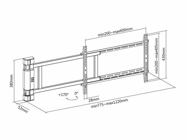 Multibrackets MB-2642 Motorized TV bracket with remote control for TVs up to 75" / 45kg hind ja info | Teleri seinakinnitused ja hoidjad | kaup24.ee