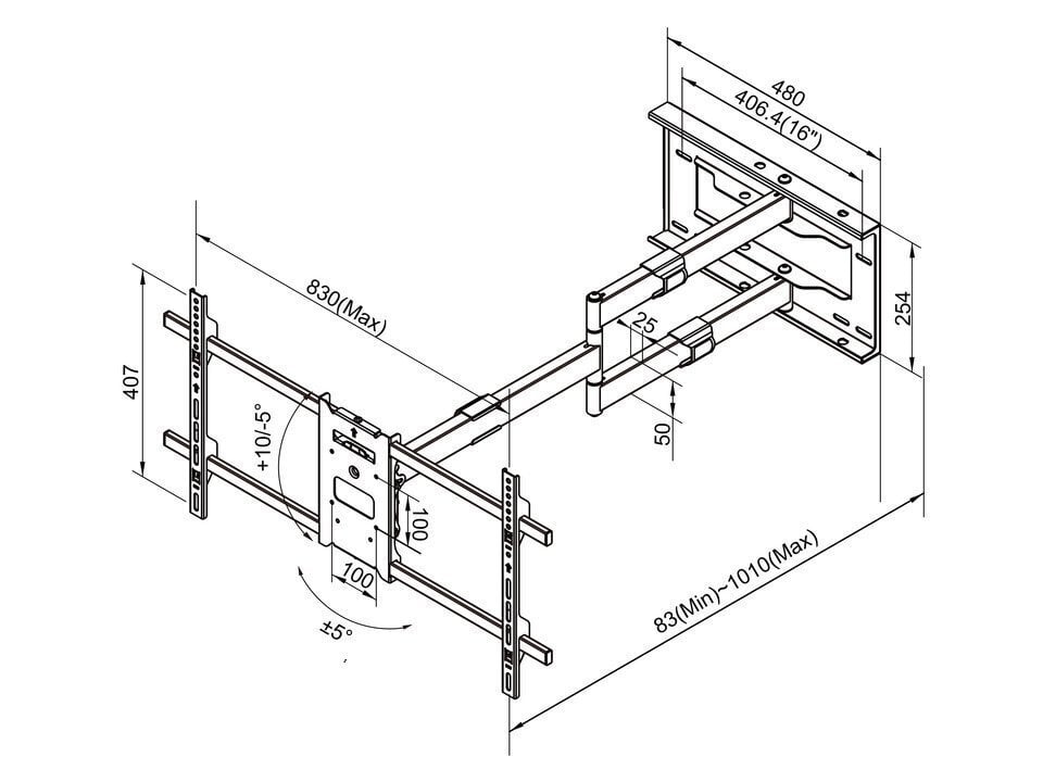 Multibrackets MB-6539 TV Wall-Mount Bracket for TVs up to 75" / 40kg hind ja info | Teleri seinakinnitused ja hoidjad | kaup24.ee