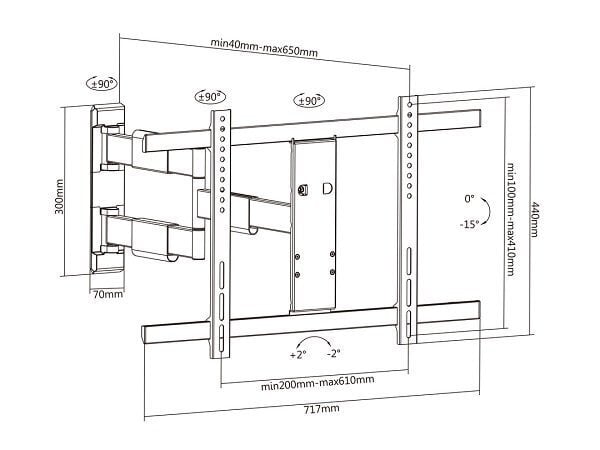 Multibrackets MB-0150 TV mounts up to 65" / 30kg цена и информация | Teleri seinakinnitused ja hoidjad | kaup24.ee