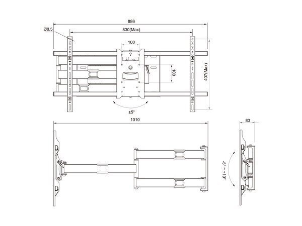 Multibrackets MB-6874 TV Wall-Mount Bracket for TVs up to 75" / 40kg hind ja info | Teleri seinakinnitused ja hoidjad | kaup24.ee