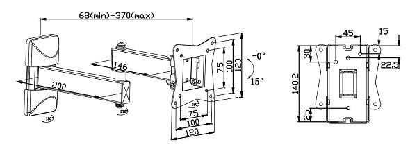 Nedis TVWM31BK TV wall mount full motion LED / LCD / PLASMA TV 10 - 32"- 30kg hind ja info | Teleri seinakinnitused ja hoidjad | kaup24.ee