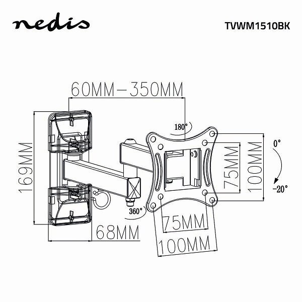 Nedis TVWM1510BK TV wall mount up to LED / LCD / PLASMA TV 13-27 / 15kg цена и информация | Teleri seinakinnitused ja hoidjad | kaup24.ee