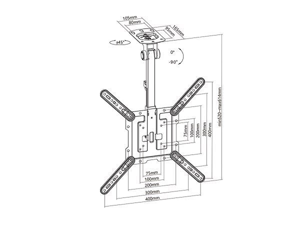 Multibrackets MB-3090 TV ceiling bracket 23"-55" / 20kg hind ja info | Teleri seinakinnitused ja hoidjad | kaup24.ee