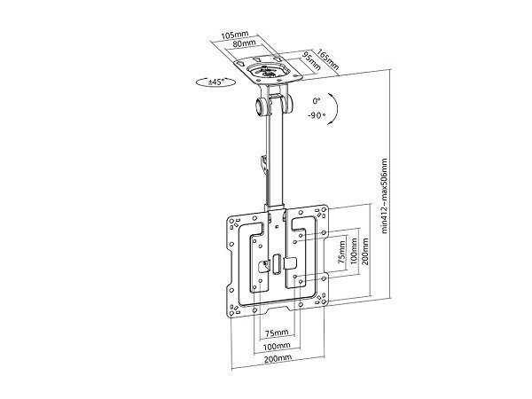 Multibrackets MB-3090 TV ceiling bracket 23"-55" / 20kg цена и информация | Teleri seinakinnitused ja hoidjad | kaup24.ee