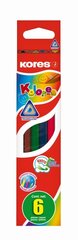 Värvipliiatsid kolmnurksed Kores Kolores, 6 värvi hind ja info | Kunstitarbed, voolimise tarvikud | kaup24.ee