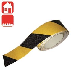Грубая черно-желтая сигнальная клейкая лента Mottez, 5 м. цена и информация | Информационные знаки | kaup24.ee