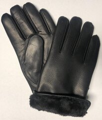 Мужские перчатки из оленьей кожи, черные цена и информация | Мужские шарфы, шапки, перчатки | kaup24.ee