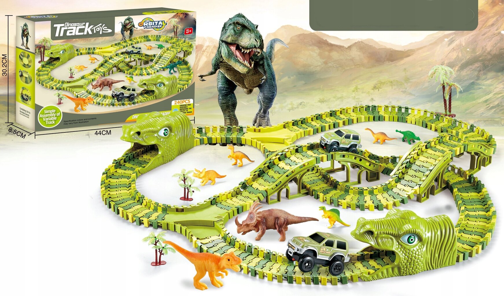 Dinosauruste võidusõidurada XXL Doris hind ja info | Poiste mänguasjad | kaup24.ee