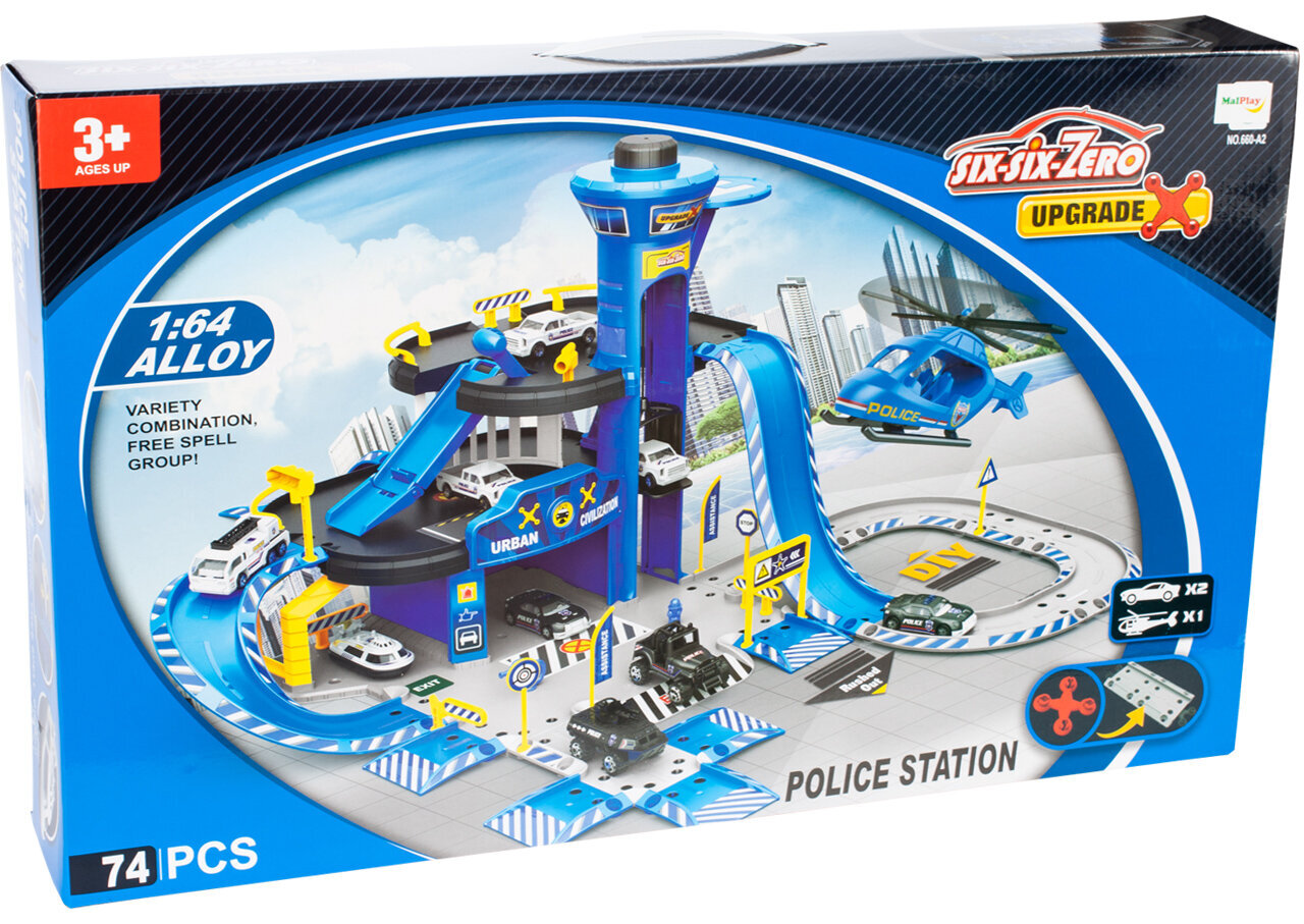 Politsei parkla helikopteriga MalPlay 107132 цена и информация | Poiste mänguasjad | kaup24.ee