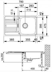 Стальная кухонная мойка Franke Euroform EFX 614-78 цена и информация | Раковины на кухню | kaup24.ee