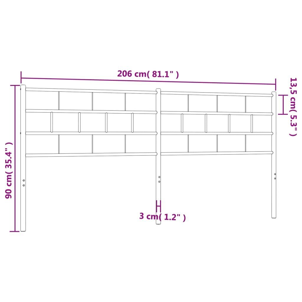 vidaXL metallist voodipeats, valge, 200 cm цена и информация | Voodid | kaup24.ee