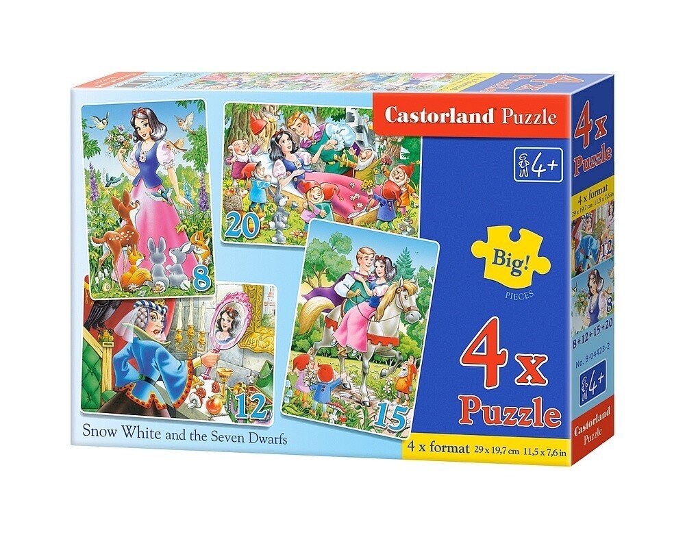 Pusle Castorland, 4 pilti (8+12+15+20) Snow White and the Seven Dwarfs hind ja info | Pusled | kaup24.ee