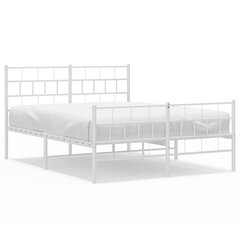 vidaXL metallist voodiraam peatsi ja jalutsiga, valge, 150 x 200 cm hind ja info | Voodid | kaup24.ee