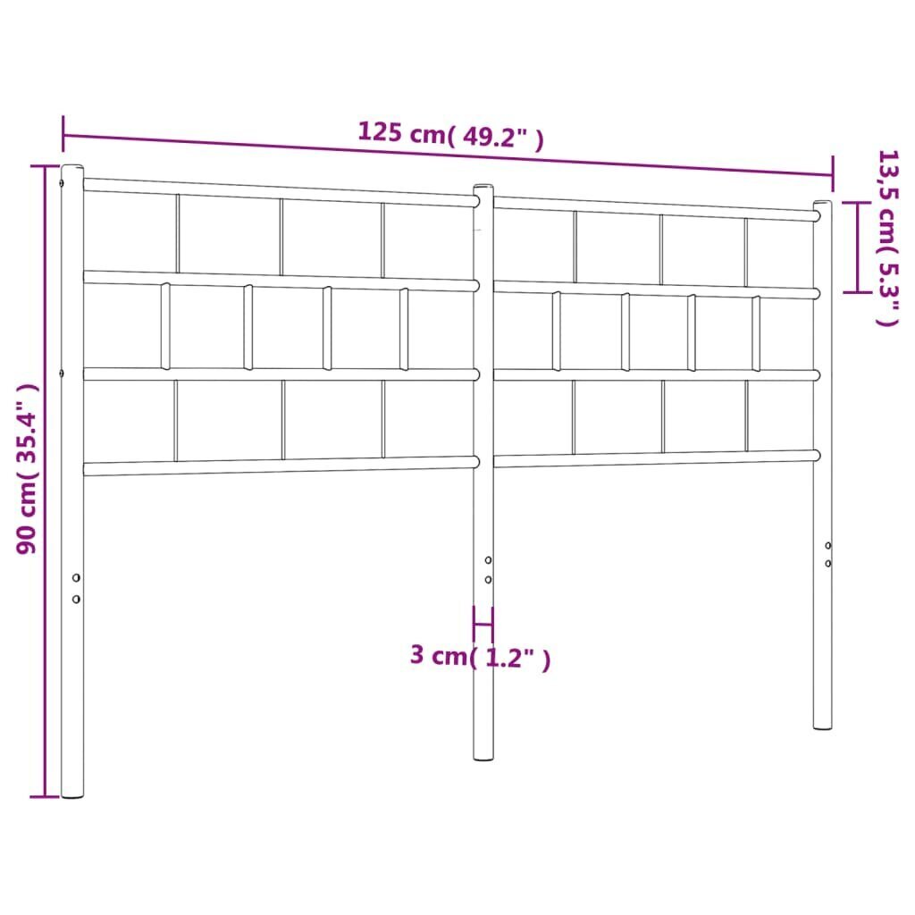 vidaXL metallist voodipeats, valge, 120 cm цена и информация | Voodid | kaup24.ee