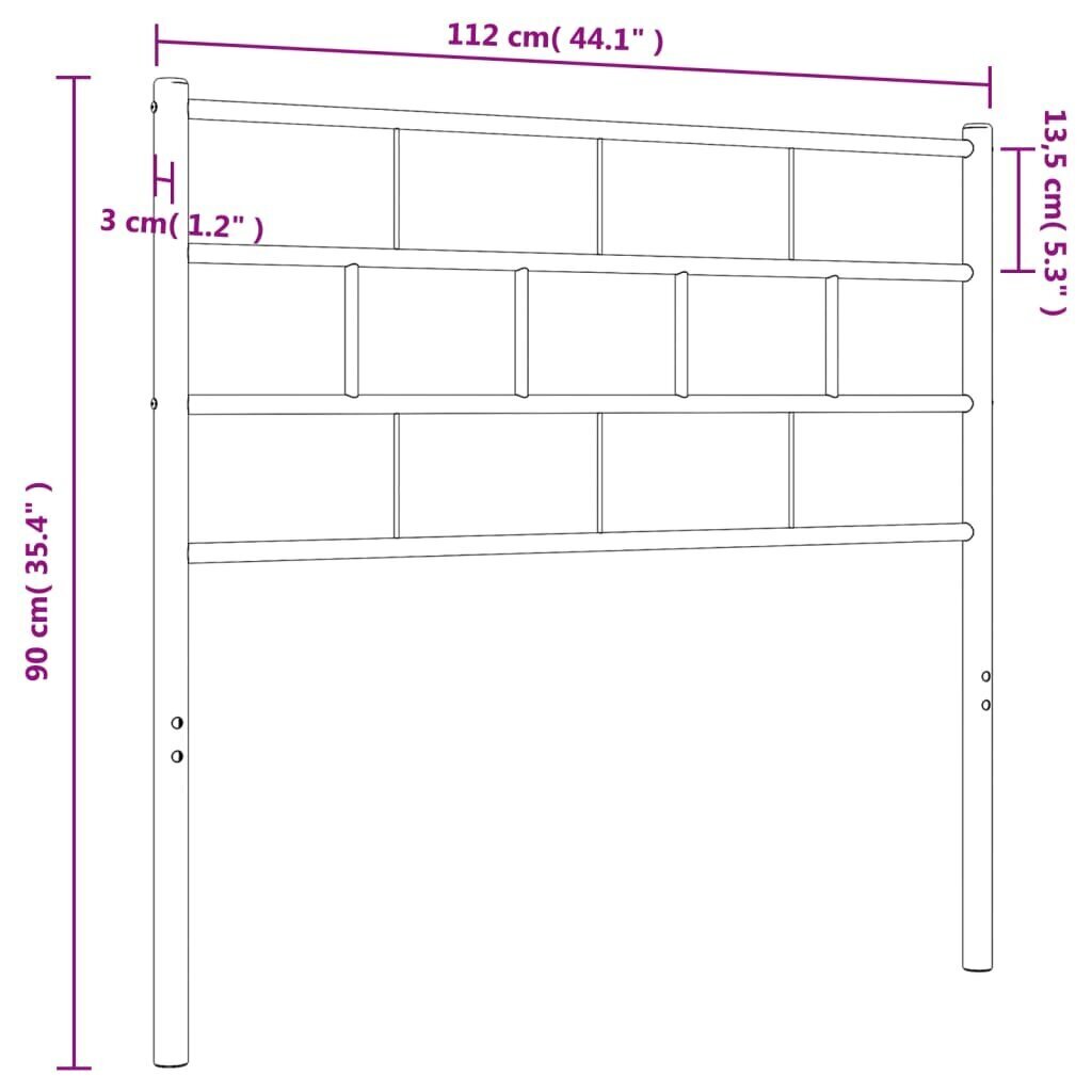 vidaXL metallist voodipeats, valge, 107 cm цена и информация | Voodid | kaup24.ee