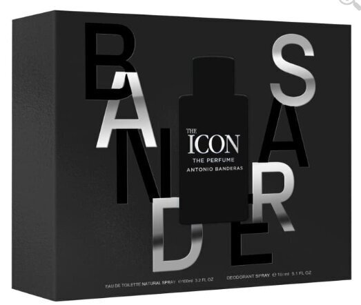 Kinkekomplekt Antonio Banderas The Icon meestele: tualettvesi Edt, 100+ deodorant, 150 ml hind ja info | Meeste parfüümid | kaup24.ee