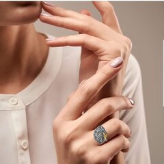 Kullatud hõbesõrmus naistele Alberto Martini sinise tsirkooniga, 18 mm YR1250_18 mm hind ja info | Sõrmused | kaup24.ee
