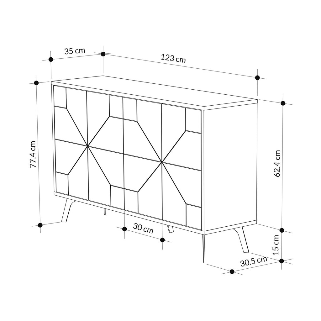 Kapp Asir, 123x62,4x35cm, helepruun цена и информация | Konsoollauad | kaup24.ee