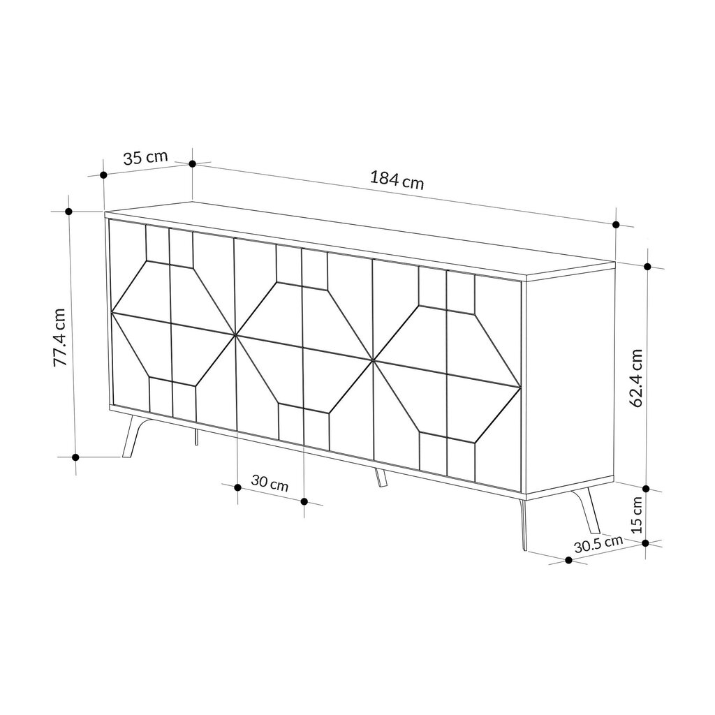 Kapp Asir, 184x77,4x35cm, helepruun hind ja info | Konsoollauad | kaup24.ee