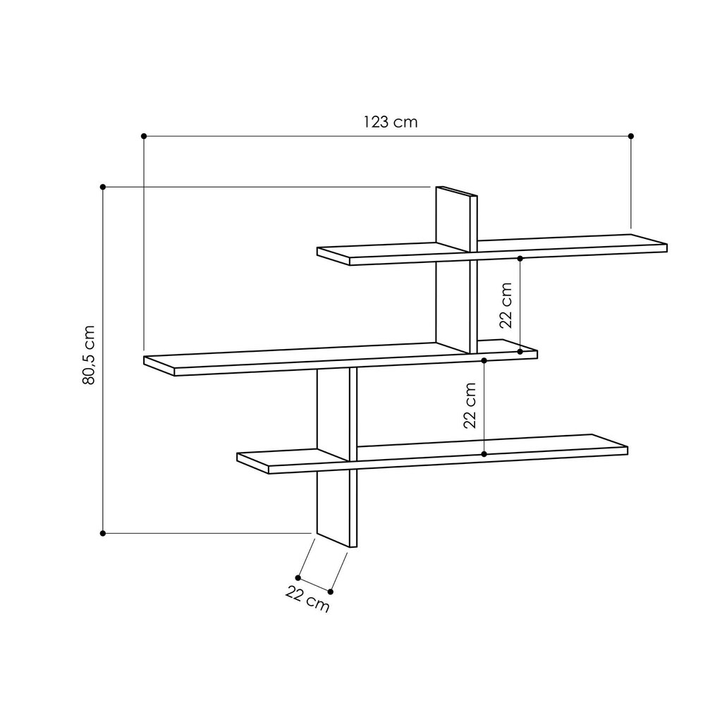 Seinariiul Asir, 123x80,5x22cm, beež hind ja info | Riiulid | kaup24.ee