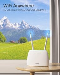 WI-FI ruuter LTE IoGiant, AC1200, 4G, saab ühendada kuni 64 seadet, 1200Mbps, valge цена и информация | Маршрутизаторы (роутеры) | kaup24.ee