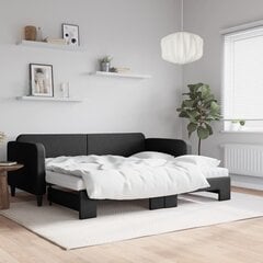 vidaXL diivanvoodi väljatõmmatava osaga, must, 90x200 cm, kangas цена и информация | Кровати | kaup24.ee