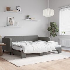 vidaXL diivanvoodi väljatõmmatava osaga, tumehall, 90x190 cm, kangas цена и информация | Кровати | kaup24.ee