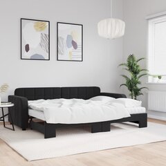 vidaXL diivanvoodi väljatõmmatava osaga, must, 80x200 cm, samet hind ja info | Voodid | kaup24.ee