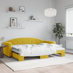 vidaXL diivanvoodi väljatõmmatava osaga, kollane, 80x200 cm, samet цена и информация | Кровати | kaup24.ee