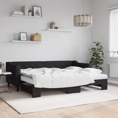 vidaXL diivanvoodi väljatõmmatava osaga, must, 80x200 cm, kangas цена и информация | Кровати | kaup24.ee