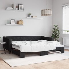 vidaXL diivanvoodi väljatõmmatava osaga, must, 90x200 cm, kangas цена и информация | Кровати | kaup24.ee