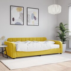 vidaXL diivanvoodi madratsiga, kollane, 100x200 cm, samet hind ja info | Voodid | kaup24.ee