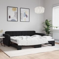 vidaXL diivanvoodi väljatõmmatava osaga, must, 90x200 cm, samet hind ja info | Voodid | kaup24.ee