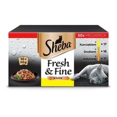 Sheba Fresh&Fine kassitoit kana, linnuliha, kalkuniga, 50x50 g hind ja info | Konservid kassidele | kaup24.ee