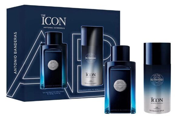 Kinkekomplekt Antonio Banderas Masculino The Icon meestele: parfüümvesi EDT, 100 ml + deodorant, 150 ml цена и информация | Meeste parfüümid | kaup24.ee