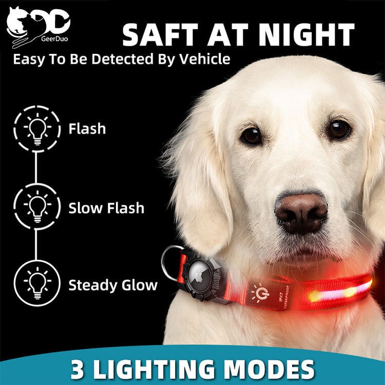 LED valgustusega koera kaelarihm AirTagi hoidjaga, sinine цена и информация | Kaelarihmad ja traksid koertele | kaup24.ee