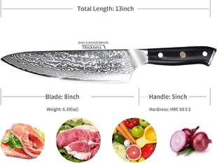 Нож из дамасской стали SanCook VG10 20 см цена и информация | Ножи и аксессуары для них | kaup24.ee